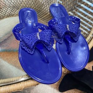 Ferragamo blue jelly flip flops